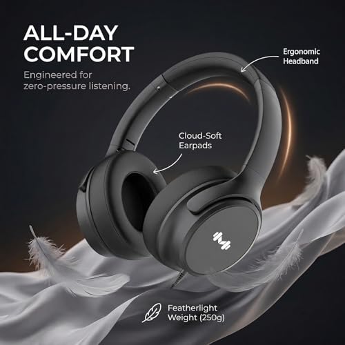 Wired Over-Ear Headphones, Mic, 3.5mm, USB-C Adapter, Black | Over-ear comfort with inline mic, volume control, 3.5mm jack, and USB-C adapter for phones, laptops, PCs, and tablets. - color: Black
