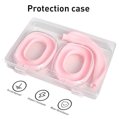 3-in-1 Case for AirPods Max, Clear TPU Ear Cup Protectors & Silicone Headband Cover, Anti-Scratch Accessories Set Compatible with AirPods Max 2/1 (2026/2024/2020),Pink - color: B4-Pink