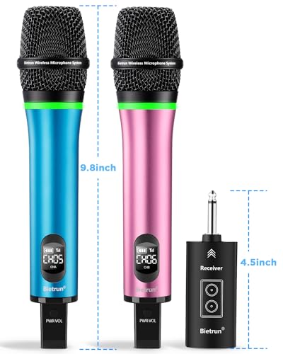 Rechargeable Wireless Microphone with 1/4'' Plug Rechargeable Receiver - color: WXM19 Blue Pink