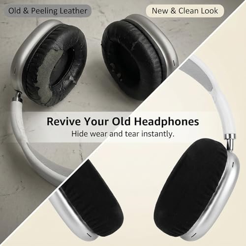 2 Pairs Headphone Covers for Ears, Washable Strechable Headset Earpad Cloth Cover Black Headset Ear Covers Fit 3.5" - 4.3" Ear Pads