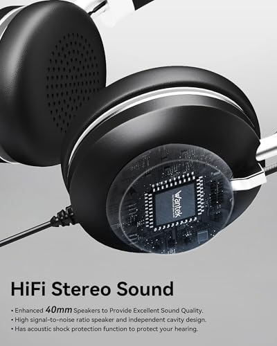 Wantek USB Headset with Microphone for PC, On-Ear Computer Laptop Headphones with Noise Cancelling Mic, Mute, Volume Control for Work, Teams, Zoom, Online Meetings, Home Office (USB+USB-C+3.5mm) - color: Black