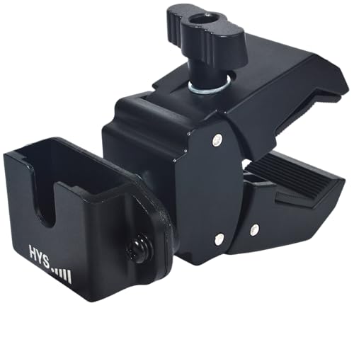 HYS HT &Microphone Clamp Mount Holder - Quick Release for CB Radio, Marine Radio, Walkie Talkie, Police Scanner (BC125AT SR30C BCD325P2 SDS100) , Speaker Mic | w/ Belt Clip & Knob - style: HYSZ10A