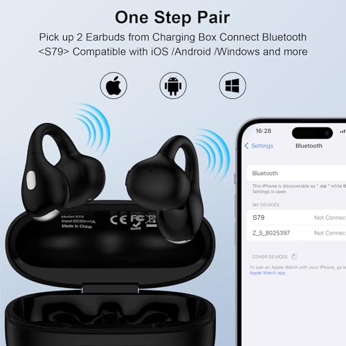 Clip On Earbuds Samsung Wireless Ear Buds Bluetooth 5.4 Open Ear Headphones | for Samsung Galaxy S26 Ultra S26Plus S26 A37 A57 S25 FE A17 A16 A36, 48H Playtime Open Ear Earbuds for iPhone 17e 17 Pro Max