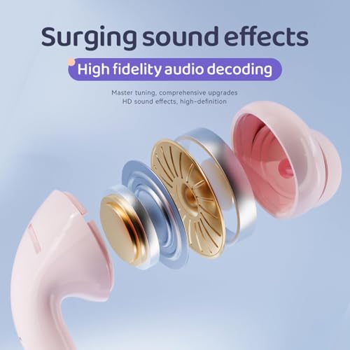 Xmenha True Wireless Cute Kawaii Headphones for Girls - Small Mini Tiny Earbuds for Kids - Noise Cancelling Earphones - TWS Wireless Earbuds for iPhone Android - color: Nude