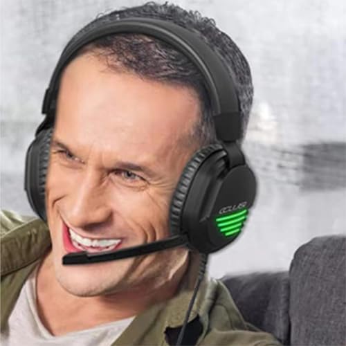 Gaming Headset for PC/PS4/Switch/Laptop/Mobile Phone,Computer-Wired Headphones with Noise Canceling Mic,PS5 Headset for Xbox One(Adapter not Included) USB LED Light -CLS500-BLACK