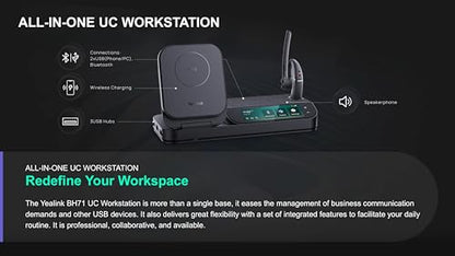 Yealink BH71 Workstation Pro Teams Certified Speaker and On Ear Bluetooth Headset BH71, Dongle, Charging Case, for Video/Mobile Phone Calls, Compatible with Zoom, UC Meet, Gold Support Plan, 1208654