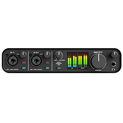 Motu M4 4x4 USB Audio Interface with AKG Project Studio P220 Condenser Mic, HPC-A30 Studio Monitor Headphones & XLR Cable Bundle