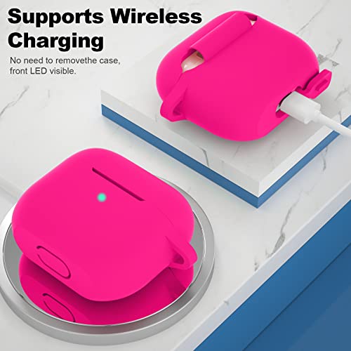 Compatible with AirPods 3 Case, Protective Silicone Cover for AirPods 3rd Generation Case 2021, Wireless Charging - Hot Pink - color: C-Hot Pink