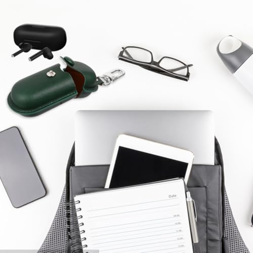 NUOBESTY Waterproof Earphone Case for Earbuds 3i, Anti-Lost Scratch-Proof Earbud Storage Bag in Dark Green for Travel and Outdoor Use