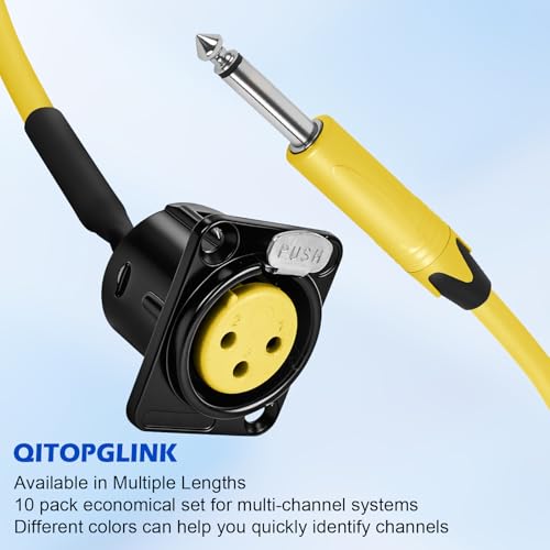 (10 Colors 6.35mm 1/4" TS Male to XLR Female Panel Mount Cable Set,Professional Audio Patch Cable with Screws for Guitar,Microphone,PA System and Live Sound Equipment-1.0 Feet/10 Pack - color: xlr female to 1/4 TS 1.0FT, size: 1.0 Feet