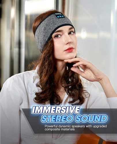 Perytong Sleep Headphones Wireless, Bluetooth Sports Headband Headphones with Ultra-Thin HD Stereo Speakers Perfect for Sleeping,Workout,Jogging,Yoga,Insomnia, Air Travel(Carbon Grayblack) - color: Carbon Grayblack