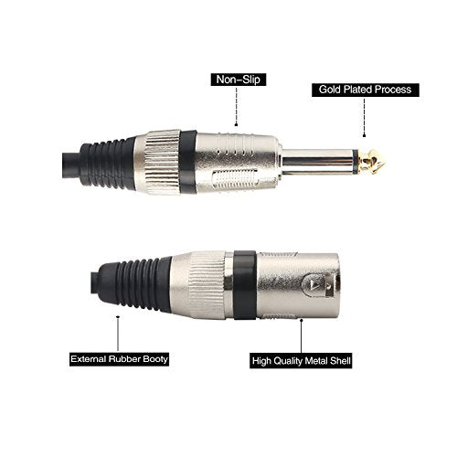 Unbalanced 6.35mm(1/4 inch) TS Mono to XLR Male Cable Gold Plated Quarter inch to Male XLR Microphone Cable Interconnect Cable - 3 Feet/1 Meter - size: 3 Feet