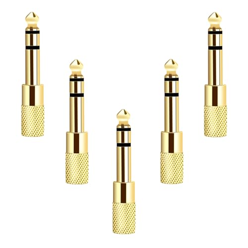 [Updated Version 5-Pack Stereo Audio Adapter 6.35mm (1/4 inch) Male to 3.5mm (1/8 inch) Female Headphone Jack