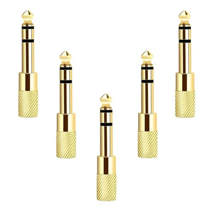[Updated Version 5-Pack Stereo Audio Adapter 6.35mm (1/4 inch) Male to 3.5mm (1/8 inch) Female Headphone Jack