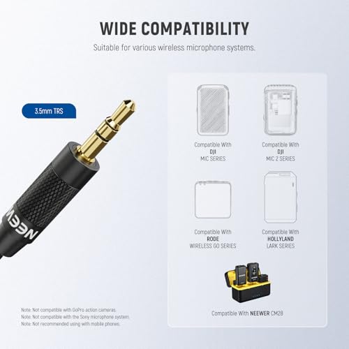 Neewer 3.5mm TRS Omnidirectional Condenser Microphone, Mic for Interviews and Content Creators, Compatible with DJI Wireless Mic Transmitters Compatible with Rode Wireless GO II 2 CM28, CM7 - style: CM7 Mic
