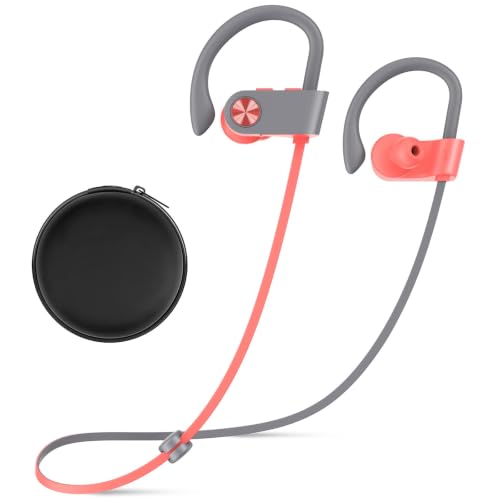 Bluetooth 5.3 Headphones, Wireless Sports In-Ear Earbuds IPX7 Waterproof | 16 Hours Playtime, Sweatproof Stereo Earphones with MIC, Noise Cancelling Headsets for Gym Running Workout, Clear Sound - color: Pink