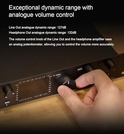TOPPING E8x8 Pre Professional Audio Interface with 8 Ultra-Linear Mic Preamps, Dual Headphone Outputs & Zero-Latency Monitoring - High Dynamic Range & Precision Sound Control (E8X8 Pre-Black)