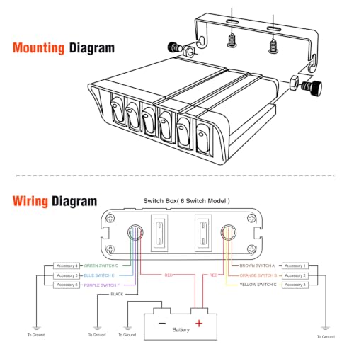 Nilight - 6 Gang Rocker Switch Box SPST Toggle Switch Panel 12V 24V 20A Switch Panel 60Amp Max for Automotive Cars Vehicles Boats RVs Campers SUVs - color: 6 Gang Switch Box