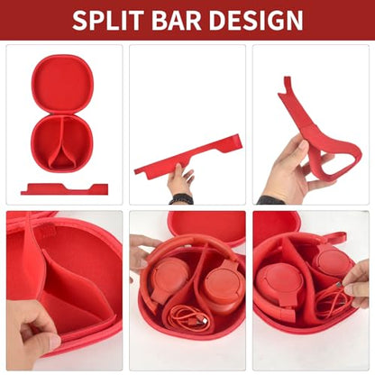 Comecase Headphone Case for JBL Tune 770NC，for JBL Live, 770NC, 660NC, 650B | Adjustable Divider, Cable Space and Carry Handle for Commuting, Gym and Travel, Students and Music Lovers, Case Only - Red - color: Red