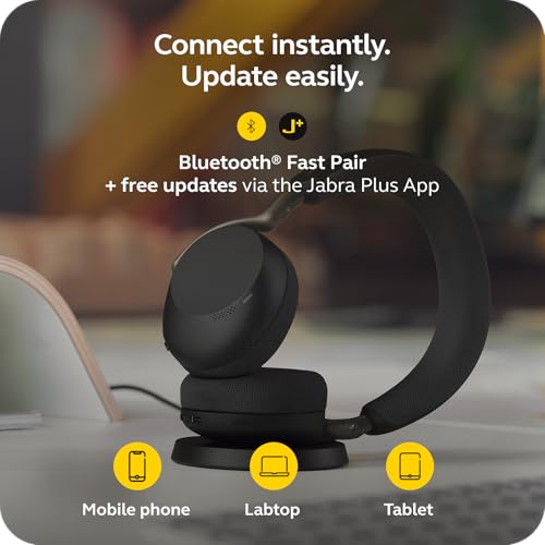 Jabra Evolve3 75 On-Ear Wireless Bluetooth Headset with Microphone, Black - color: Black, style: Teams Certified