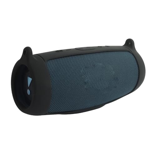 Silicone Cover Case for JBL Charge 5, Portable Bluetooth Speaker Travel Protective Carrying Soft Skin Sleeve for Charge 5, Speaker Holder Cover Accessories with Shoulder Strap and Carabiner(Black)