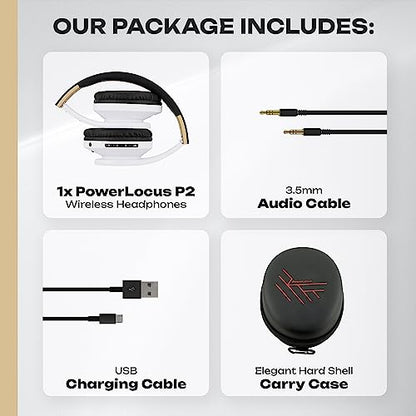 PowerLocus Bluetooth Over-Ear Headphones, Wireless Stereo Foldable Headphones Wireless and Wired Headsets with Built-in Mic, Micro SD/TF, FM for iPhone/Samsung/iPad/PC (Black/White) - color: Black/White