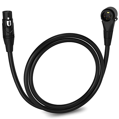 LyxPro 3 ft XLR Mic Cable, Right-Angle Male to Female, Black - color: Black, size: 3 Feet Angled Male