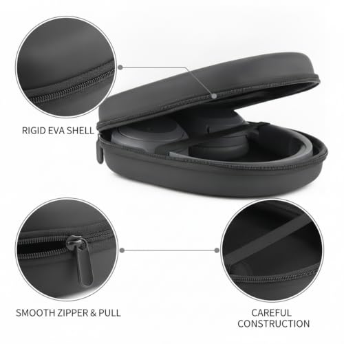 Sleek Hard Shell Design Over-Ear Headphone Case, Compact EVA Travel Protection with Secure Zipper (1 Count)
