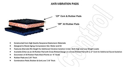 4 Pack of Anti Vibration Pads 4" x 4" x 7/8" Rubber/Cork Vibration isolation pads - size: 4" X 4" X 7/8"