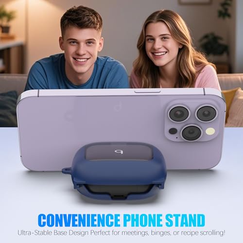 Secure Lock Case for Powerbeats Pro 2 with Phone Stand, LAKSDIURT Shockpoof Protection Cover Compatible with Beats Powerbeats Pro 2 Earbuds Clear Power Pro2 Case with Cleaner Kit & Keychain (Blue) - color: Blue
