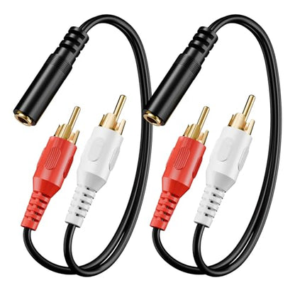 VCE 3.5mm to RCA Splitter, Gold Plated Male Stereo Audio Y Cable, 2-Pack | Compatible with TV, Smartphones, MP3, Tablets, Speakers, Home Theater, 8 inch - size: ['8 inches']