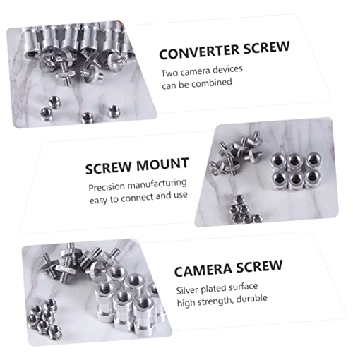 20pcs Metal 1/4 to 3/8 Screw Adapter Set for Camera and Tripod Threaded Converter Mount Silver Finish Compatible DSLR Microphones and Accessories