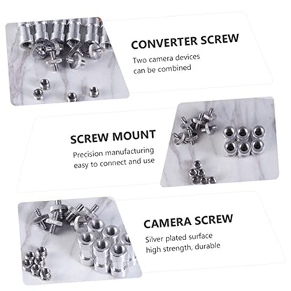 20pcs Metal 1/4 to 3/8 Screw Adapter Set for Camera and Tripod Threaded Converter Mount Silver Finish Compatible DSLR Microphones and Accessories