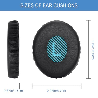 GEVO Ear Pads Cushions Replacement for Bose On-Ear 2 Headphones,Earpads for Bose OE2/OE2i/SoundTrue On-Ear/SoundLink, Earpads with High Dense Noise Isolation Foam,Protein Leather,Black&Blue