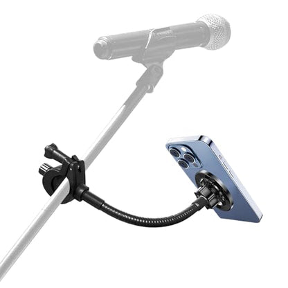 JCWINY for Magsafe Mic Stand Phone Holder, Flexible Phone Holder for Microphone Stands Super Magnets iPhone Mic Stand Holder Music Stands Phone Mount for iPhone 15 14 13 12 Pro Max Plus Max Mini - style: Magnetic