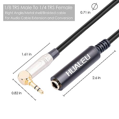 1FT 1/4" Female to 1/8" Male Right Angle Stereo Audio Adapter TRS 6.35 (1/4 inch) Female to 3.5 (1/8 inch) Male Adapter Cable for Amplifier, Guitar, Headphone, Laptop, Phone - size: 1Feet