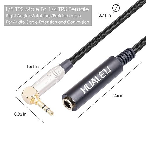 1FT 1/4" Female to 1/8" Male Right Angle Stereo Audio Adapter TRS 6.35 (1/4 inch) Female to 3.5 (1/8 inch) Male Adapter Cable for Amplifier, Guitar, Headphone, Laptop, Phone - size: 1Feet