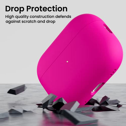 ORNARTO Compatible with AirPods Pro 2 Case 2022, Full Protective Hybrid Silicone for AirPods Pro 2nd Generation Case, Front LED Visible Skin Cover-Hot Pink | Hybrid Silicone Rubber, Front LED Visible, Wireless Charging, Skin-Friendly Soft Touch, Anti-Scra