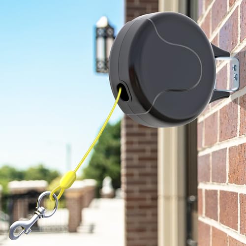 30ft Wall Mount Retractable Dog Tie Out Cable for Small to Large Dogs Between 20-75 lbs, Patented Retractable Dog Lead Great for Yard/Garden - Durable for 70,000 Cycles (Black, 30ft) - color: Black