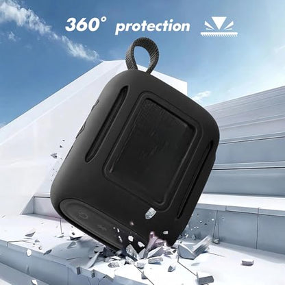 Silicone Cover Case for JBL Go 5 Bluetooth Speaker, Portable Speaker Travel Case Protective Cover Sleeve with Carabiner for JBL Go 5, Dustproof, Shockproof and Scratch-resistant (Black) - color: Black