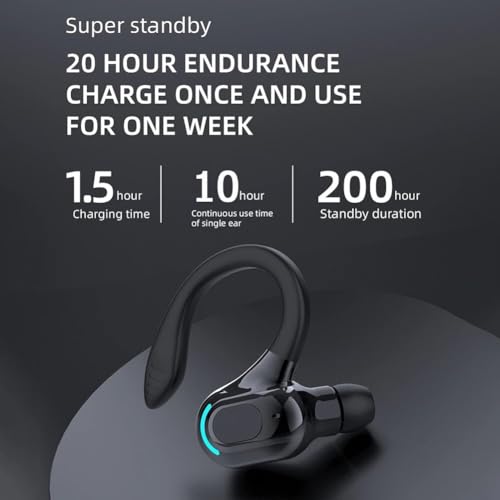 Wireless Headset Business Headphones,Waterproof Hanging Single Ear Earbuds,Mono Wireless Headset Noise Cancelling Sports Wireless Earpiece with Mic for Smart Phones (Black) - color: Black
