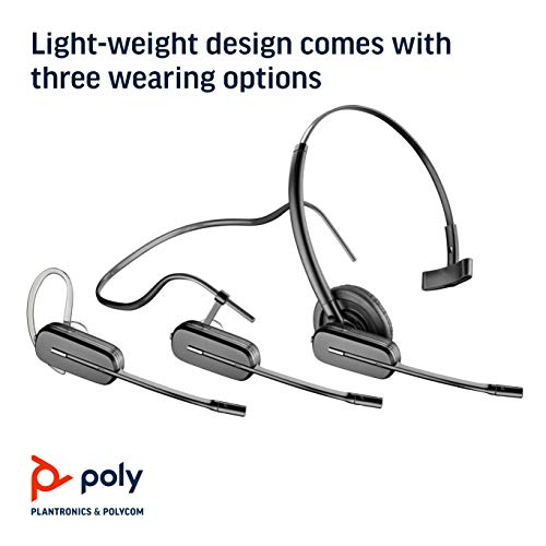 Plantronics - CS540 Wireless DECT Headset (Poly) - Single Ear (Mono) Convertible (3 Wearing Styles) - Connects to Desk Phone - Noise Canceling Microphone | Three wearing styles, Desk-phone connection, Noise-canceling microphone