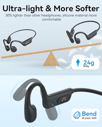 MONODEAL Swimming Headphones-IP68 Waterproof Headphones | Open Ear Bluetooth Waterproof Earbuds with 32GB Memory Card, IP68 Waterproof Headphones for Swimming,Running