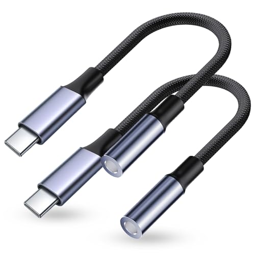JHAOUS USB Type C to 3.5mm Headphone Jack Adapter, 2 Pack | Stable Connection, Clear Calls, No Buzzing Noise, USB C Aux Audio Dongle Compatible with iPhone 17 16 15 Pro/Pro Max, Samsung S24/S23/S22