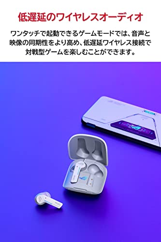 ASUS ROG Cetra True Wireless Gaming Earbuds – Bluetooth, Low-Latency, ANC Noise Cancelling, Touch Control, IPX4 Water Resistant, 27Hr Battery, Wireless Charging, for PC, Mobile, Switch, Ally/X - White - color: White, size: Cetra True WL (In-Ear)