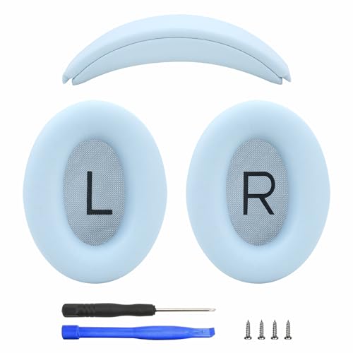 Earpads and Headband Cover Ear Muffs for Bose QC35 QC45 Headphones Accessories with Protein Leather& Memory Foam (Sky Blue) - color: Sky Blue