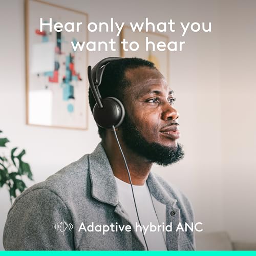 Logitech Zone Wired 2 Noise Canceling Headset with Adaptive Hybrid - Black | Noise-canceling, adaptive hybrid ANC, wired connectivity - color: Black, style: Wired