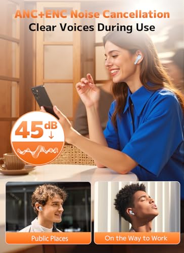 Wireless Earbuds, Bluetooth 5.4 Ear Buds, ENC Noise Cancelling Headphones with 48H Playtime, Bass Stereo Sound, Compatible with iPhone Air/17/16/15/14/Android, Pad - Sky Blue - color: Sky Blue