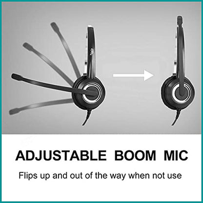 Phone Headset Noise Cancelling Mic RJ9 U10P Bottom Cable Compatible with Polycom VVX, Mitel, Shoretel, Nortel Phones - size: Single Ear