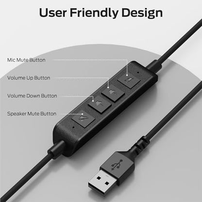 Monster Voicelink 100 Wired Headset for PC/Laptop, Wired Headphones with Noise Cancelling Microphone,USB Connection Plug and Play,Call Control, Computer Headset Use for Office and Work from Home